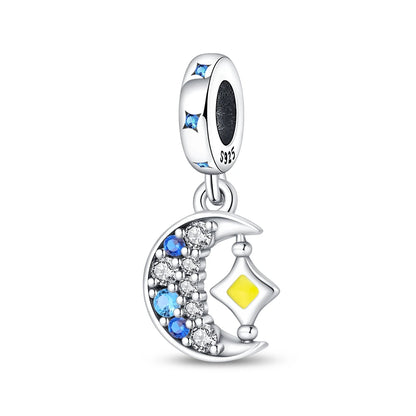 Charme Duplo Dangle em Prata 925, se encaixar pulseira e colar Pandora originais