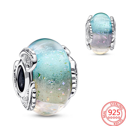 Charme Duplo Dangle em Prata 925, se encaixar pulseira e colar Pandora originais