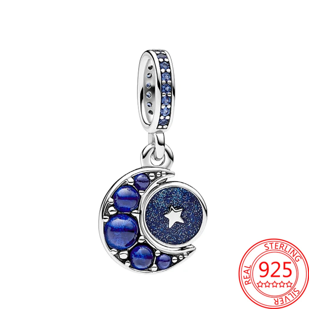 Charme Duplo Dangle em Prata 925, se encaixar pulseira e colar Pandora originais