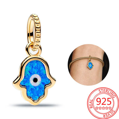 Charme Duplo Dangle em Prata 925, se encaixar pulseira e colar Pandora originais