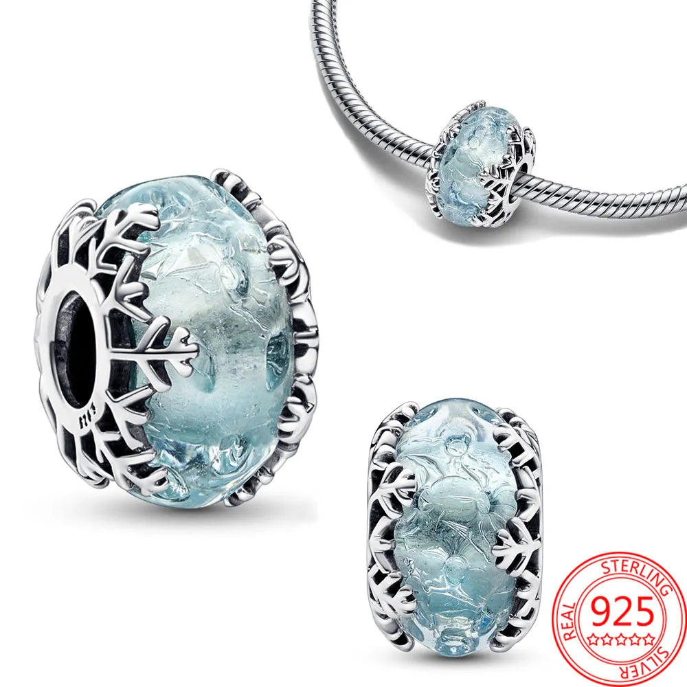 Charme Duplo Dangle em Prata 925, se encaixar pulseira e colar Pandora originais