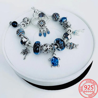 Charme Duplo Dangle em Prata 925, se encaixar pulseira e colar Pandora originais