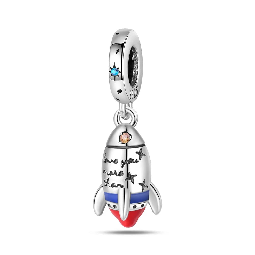 Charme Duplo Dangle em Prata 925, se encaixar pulseira e colar Pandora originais