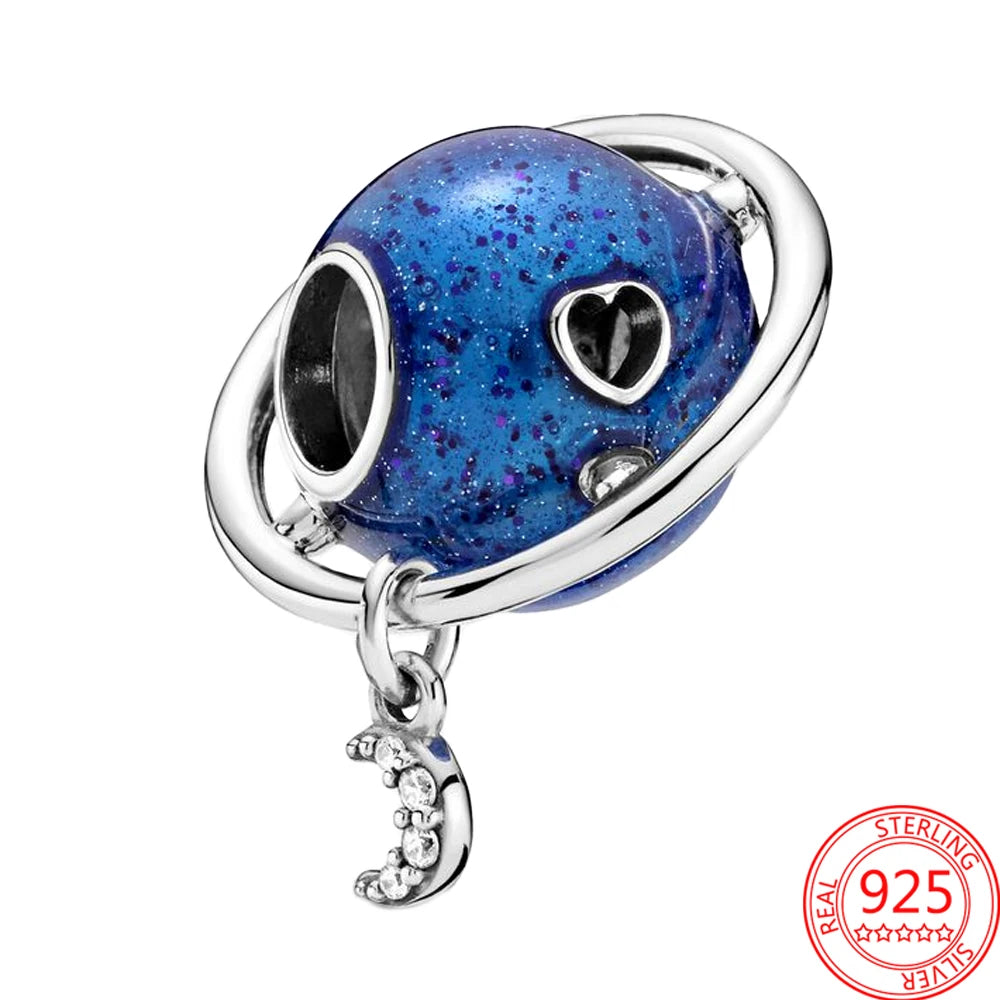 Charme Duplo Dangle em Prata 925, se encaixar pulseira e colar Pandora originais