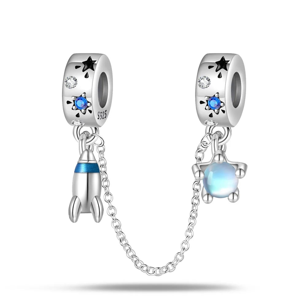 Charme Duplo Dangle em Prata 925, se encaixar pulseira e colar Pandora originais