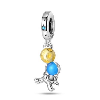 Charme Duplo Dangle em Prata 925, se encaixar pulseira e colar Pandora originais