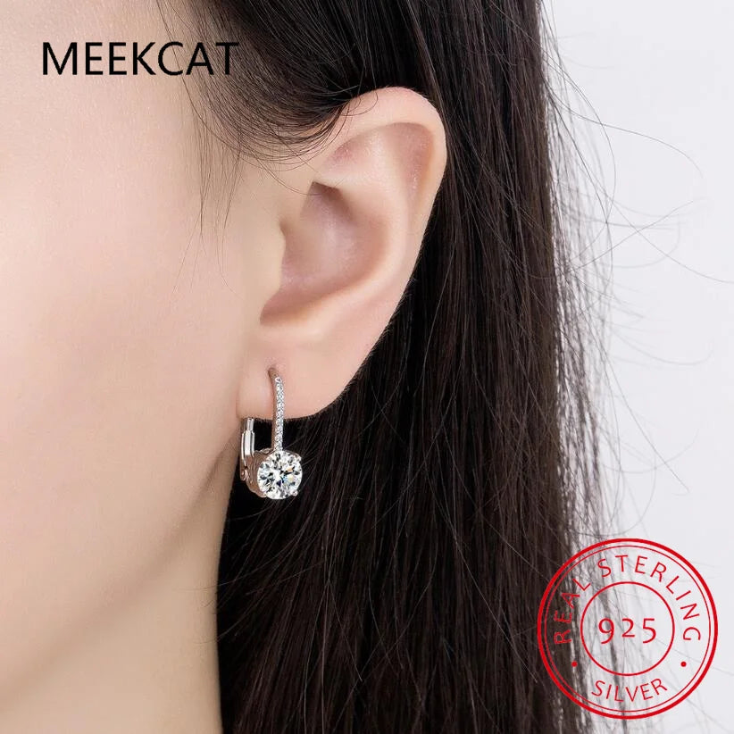 14k brincos folheados a ouro para mulheres, brinco Moissanite, 925 aros de prata 