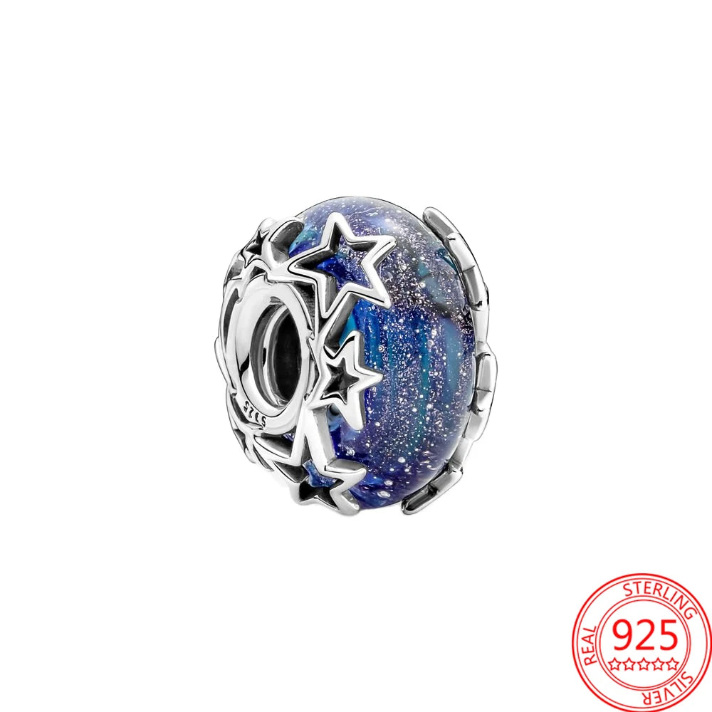 Charme Duplo Dangle em Prata 925, se encaixar pulseira e colar Pandora originais