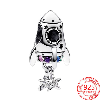 Charme Duplo Dangle em Prata 925, se encaixar pulseira e colar Pandora originais